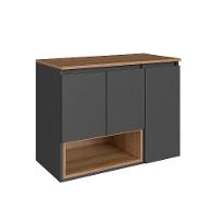 Gabinete de Banheiro Cecília 3 PT Grafite e Mel - 4