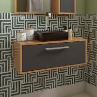 Gabinete de Banheiro com Cuba Alice II 1 PT Mel e Grafite - 1