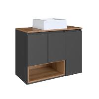 Gabinete de Banheiro com Cuba Cecília I 3 PT Grafite e Mel - 4