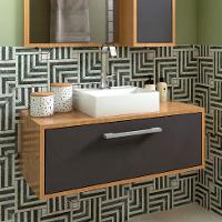 Gabinete de Banheiro Alice 1 PT Mel e Grafite - 1