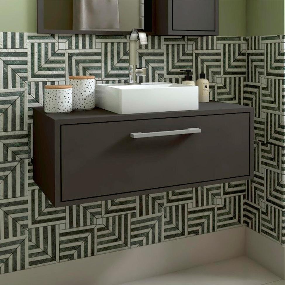 Gabinete de Banheiro com Cuba Alice I 1 PT Grafite - 1