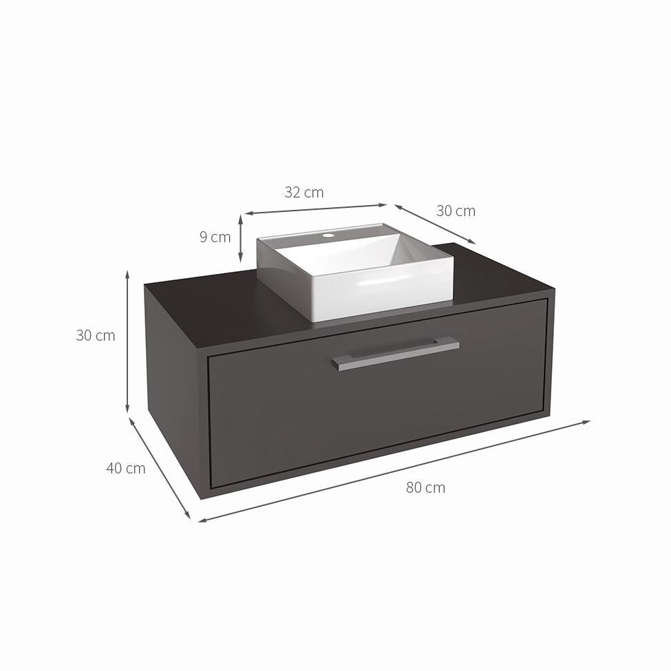Gabinete de Banheiro com Cuba Alice I 1 PT Grafite - 3
