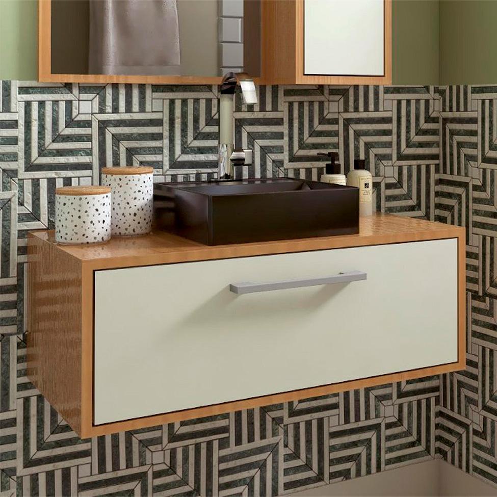 Gabinete de Banheiro com Cuba Alice II 1 PT Mel e Arenas - 1