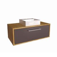 Gabinete de Banheiro com Cuba Alice I 1 PT Mel e Grafite - 2