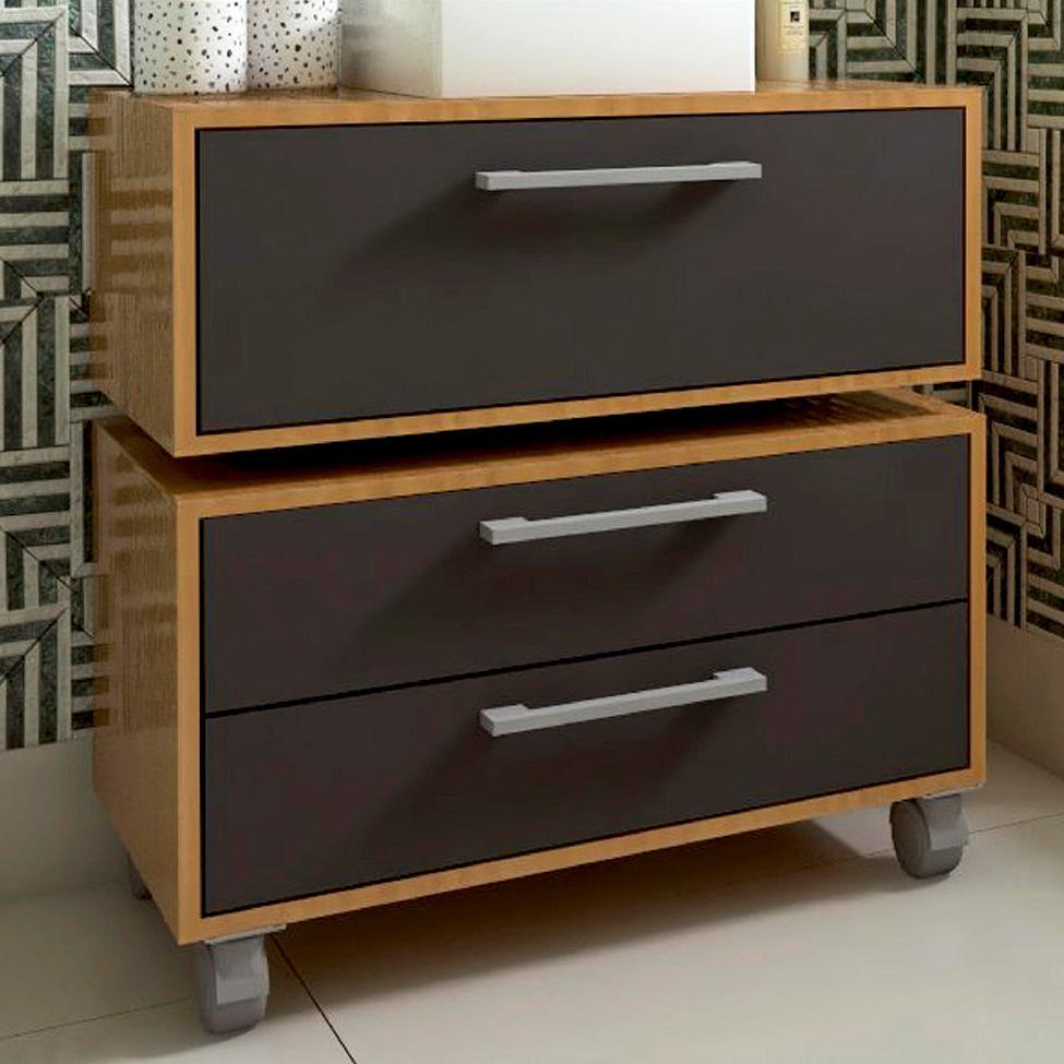 Gabinete de Banheiro Alice 2 GV Mel e Grafite - 2