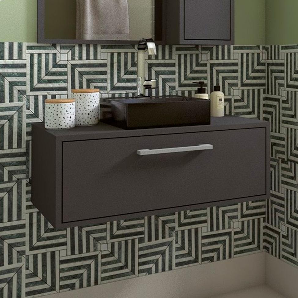 Gabinete de Banheiro com Cuba Alice II 1 PT Grafite - 1