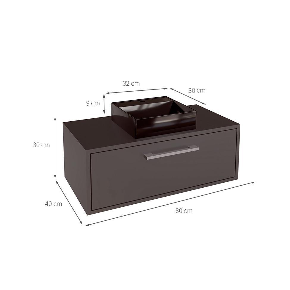 Gabinete de Banheiro com Cuba Alice II 1 PT Grafite - 3