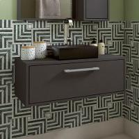 Gabinete de Banheiro com Cuba Alice II 1 PT Grafite - 1