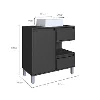 Gabinete de Banheiro com Cuba Paula I 1 PT 2 GV Grafite - 3