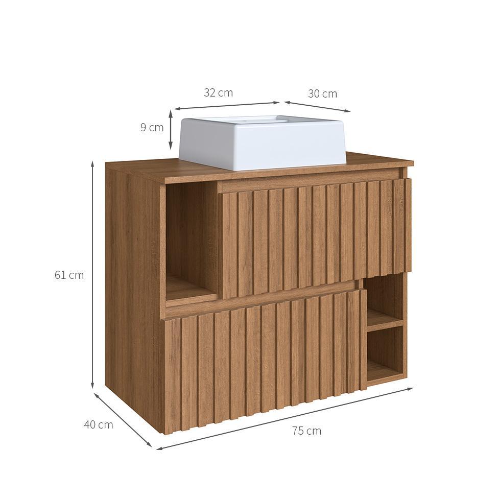 Gabinete de Banheiro com Cuba Luiza I 2 PT Mel - 3