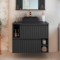 Gabinete de Banheiro com Cuba Luiza II 2 PT Grafite - 1