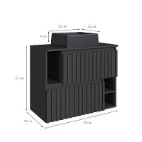 Gabinete de Banheiro com Cuba Luiza II 2 PT Grafite - 3