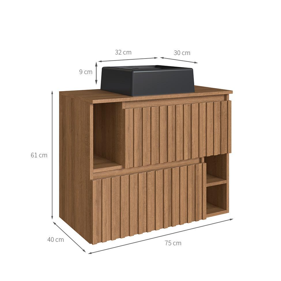 Gabinete de Banheiro com Cuba Luiza II 2 PT Mel - 3