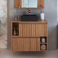 Gabinete de Banheiro com Cuba Luiza II 2 PT Mel - 1