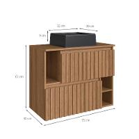 Gabinete de Banheiro com Cuba Luiza II 2 PT Mel - 3