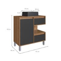 Gabinete de Banheiro com Cuba Paula II 1 PT 2 GV Mel e Grafite - 3