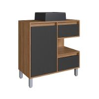 Gabinete de Banheiro com Cuba Paula II 1 PT 2 GV Mel e Grafite - 4