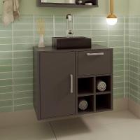 Gabinete de Banheiro Eduarda 1 PT 1 GV Grafite - 1