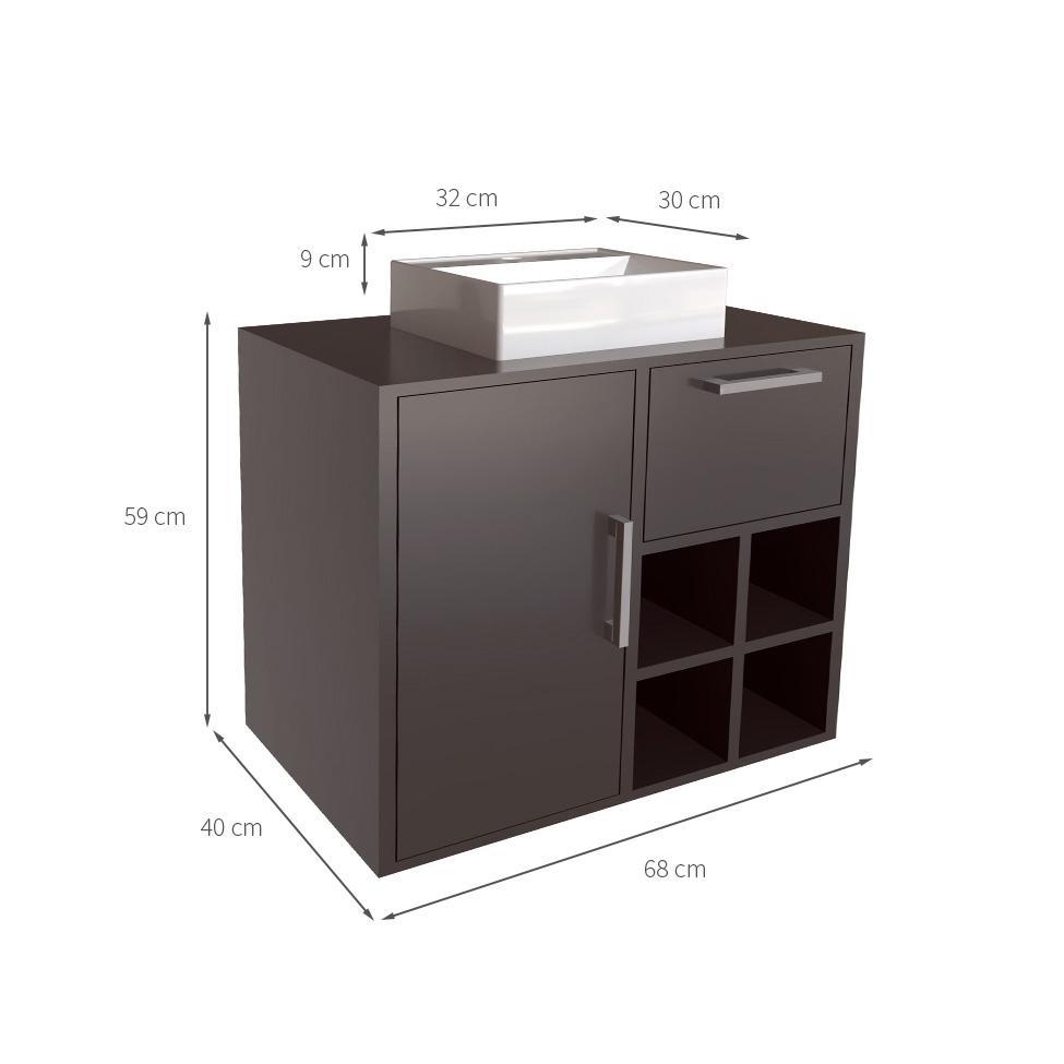Gabinete de Banheiro com Cuba Eduarda I 1 PT 1 GV Grafite - 3
