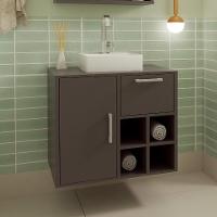 Gabinete de Banheiro com Cuba Eduarda I 1 PT 1 GV Grafite - 1