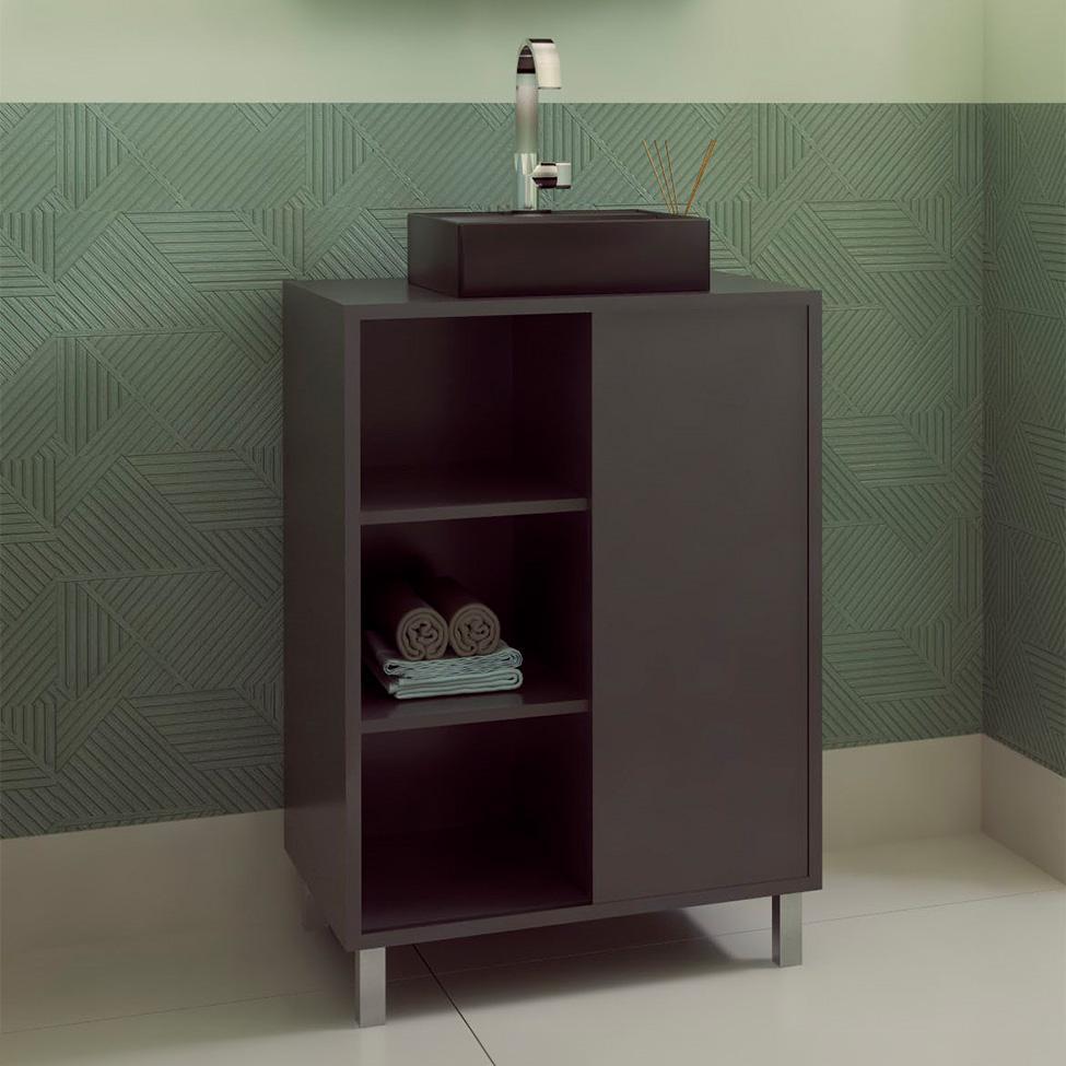 Gabinete de Banheiro com Cuba Julia II 1 PT Grafite - 1