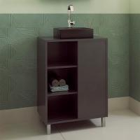 Gabinete de Banheiro com Cuba Julia II 1 PT Grafite - 1