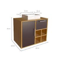 Gabinete de Banheiro com Cuba Eduarda I 1 PT 1 GV Mel e Grafite - 3