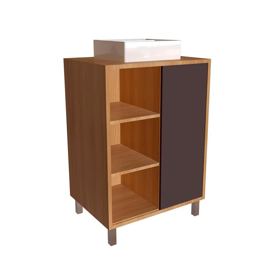 Gabinete de Banheiro com Cuba Julia I 1 PT Mel e Grafite - 2