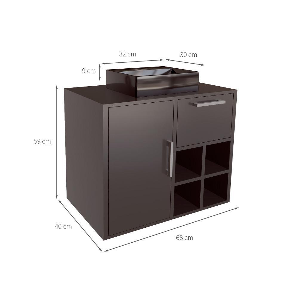 Gabinete de Banheiro com Cuba Eduarda II 1 PT 1 GV Grafite - 3