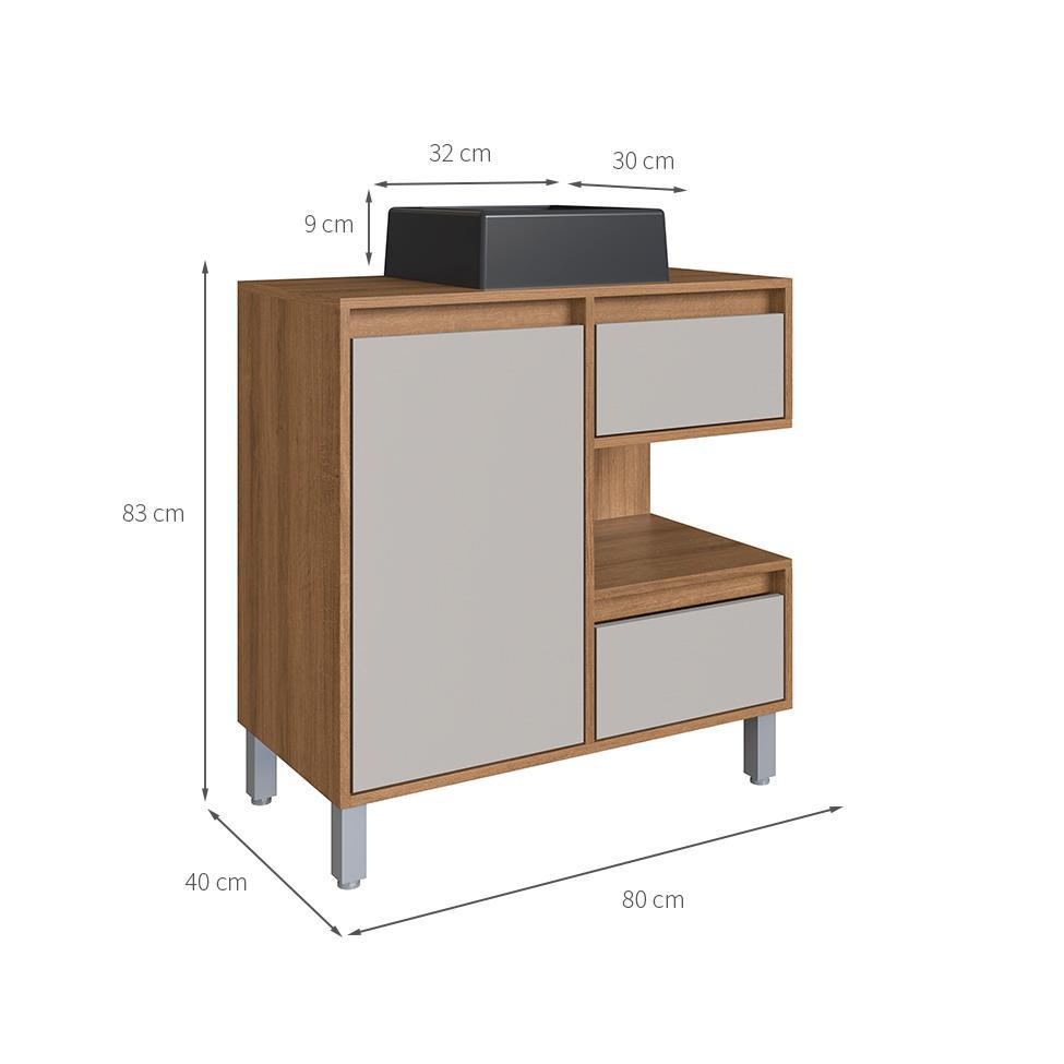 Gabinete de Banheiro com Cuba Paula II 1 PT 2 GV Mel e Arenas - 3