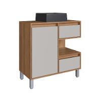 Gabinete de Banheiro com Cuba Paula II 1 PT 2 GV Mel e Arenas - 4