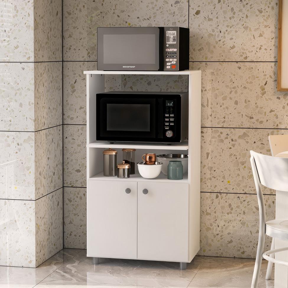 Gabinete de Cozinha para Microondas Hortência 2 PT Branco - 2
