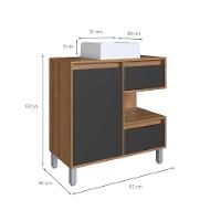 Gabinete de Banheiro com Cuba Paula I 1 PT 2 GV Mel e Grafite - 3