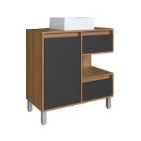 Gabinete de Banheiro com Cuba Paula I 1 PT 2 GV Mel e Grafite - 4