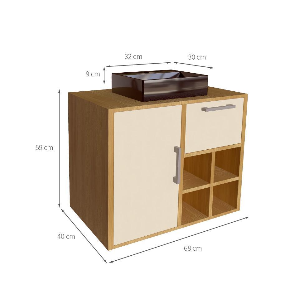 Gabinete de Banheiro com Cuba Eduarda II 1 PT 1 GV Mel e Arenas - 3