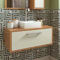 Gabinete de Banheiro com Cuba Alice I 1 PT Mel e Arenas - 1