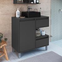 Gabinete de Banheiro com Cuba Paula II 1 PT 2 GV Grafite - 1