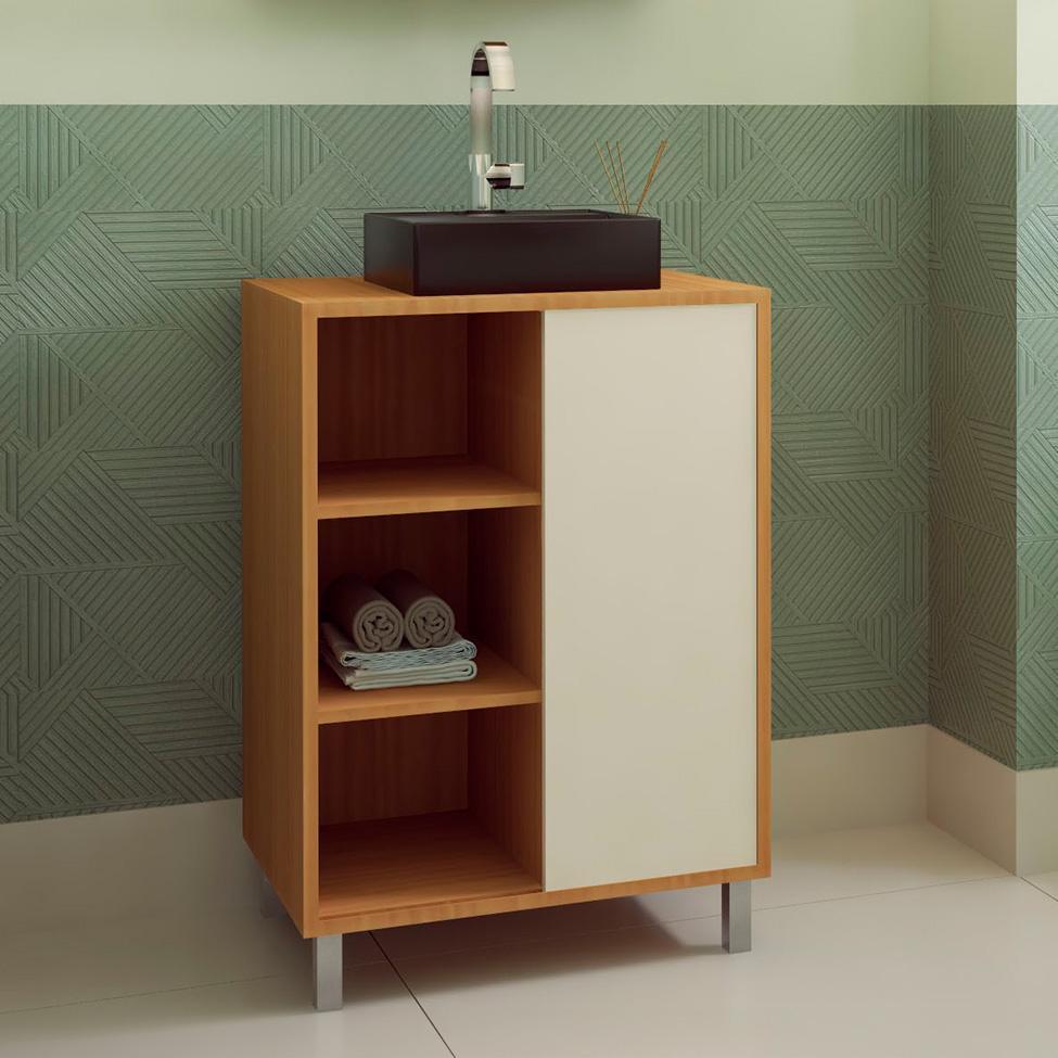 Gabinete de Banheiro com Cuba Julia II 1 PT Mel e Arenas - 1