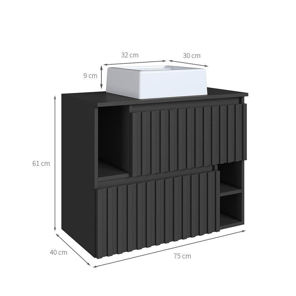 Gabinete de Banheiro com Cuba Luiza I 2 PT Grafite - 3