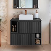 Gabinete de Banheiro com Cuba Luiza I 2 PT Grafite - 1