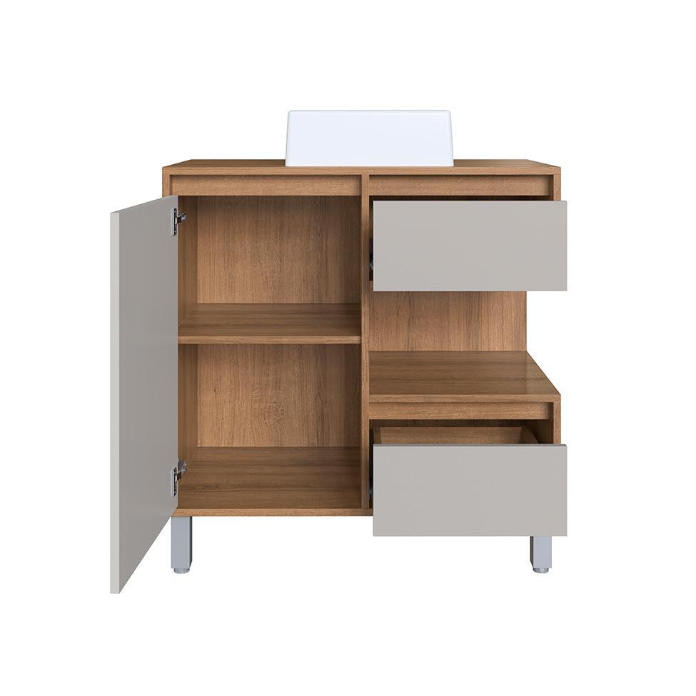 Gabinete de Banheiro com Cuba Paula I 1 PT 2 GV Mel e Arenas - 2