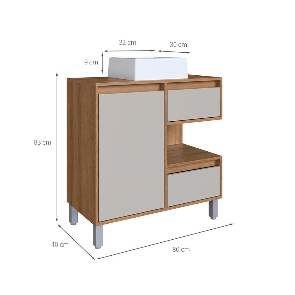 Gabinete de Banheiro com Cuba Paula I 1 PT 2 GV Mel e Arenas - 3