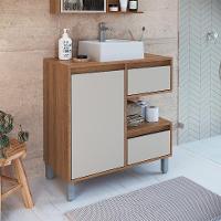 Gabinete de Banheiro com Cuba Paula I 1 PT 2 GV Mel e Arenas - 1