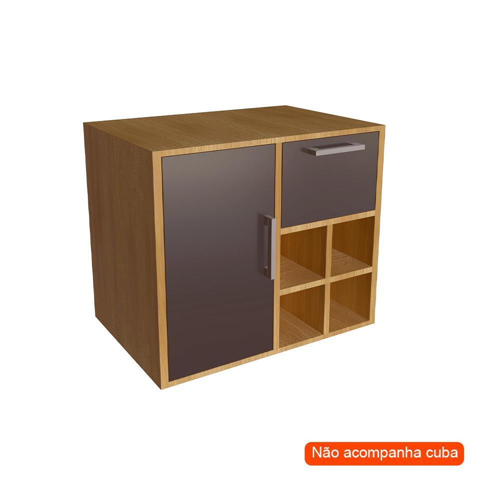 Gabinete de Banheiro Eduarda 1 PT 1 GV Mel e Grafite - 2