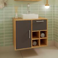 Gabinete de Banheiro Eduarda 1 PT 1 GV Mel e Grafite - 1