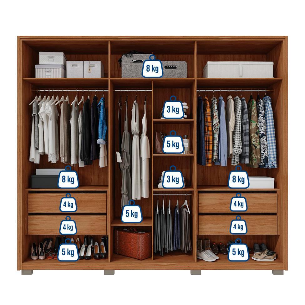 Guarda-Roupa Casal com Vidro Reflecta Cristal 6 PT 4 GV Buriti e Fendi - 6