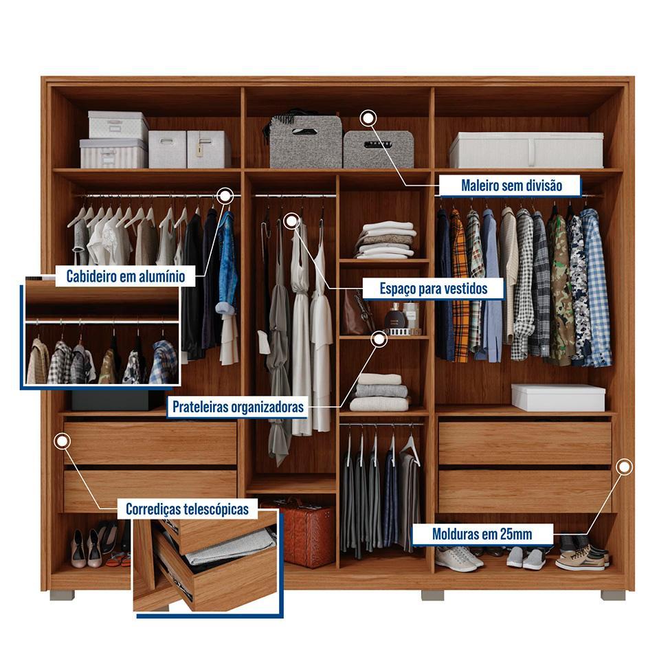 Guarda-Roupa Casal com Vidro Reflecta 6 PT 4 GV Buriti - 2