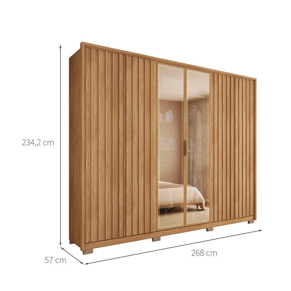 Guarda-Roupa Casal com Vidro Reflecta 6 PT 4 GV Buriti - 3
