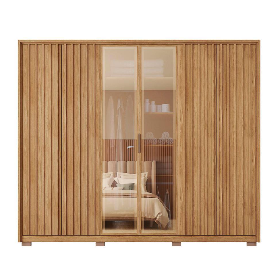 Guarda-Roupa Casal com Vidro Reflecta 6 PT 4 GV Buriti - 4