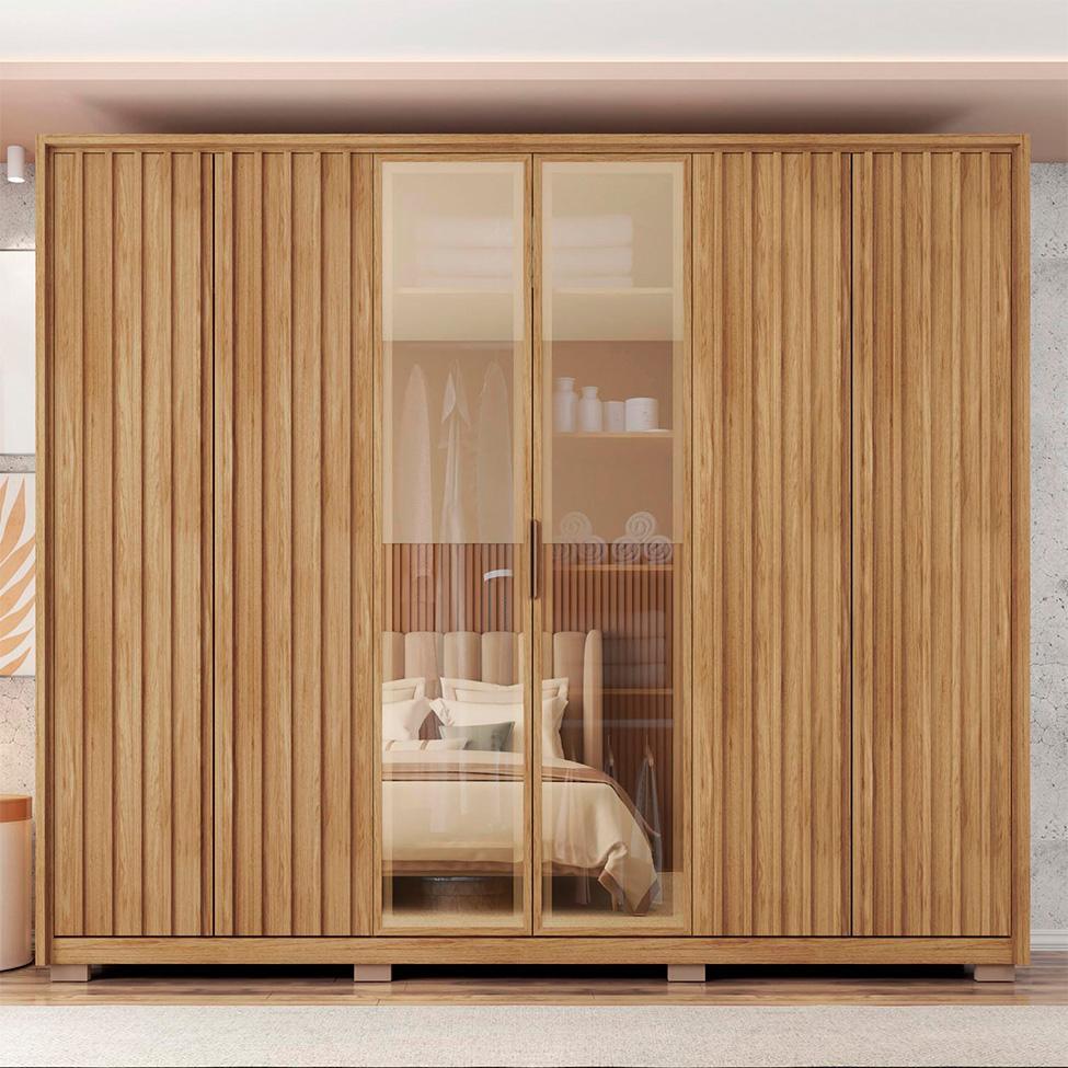 Guarda-Roupa Casal com Vidro Reflecta 6 PT 4 GV Buriti - 7